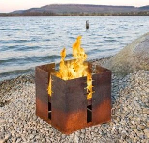 Corten Steel Garden Barbecue Plancha Grill Fire Pit With Wooden Storage