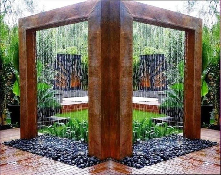 Garden Decoration Metal Rusty Steel Sculpture Large Corten Steel Water Feature Fountain