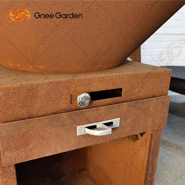 Heavy Duty Outdoor Wood Burning Barbecue Cooking Corten Steel Fire Pit BBQ GRILL