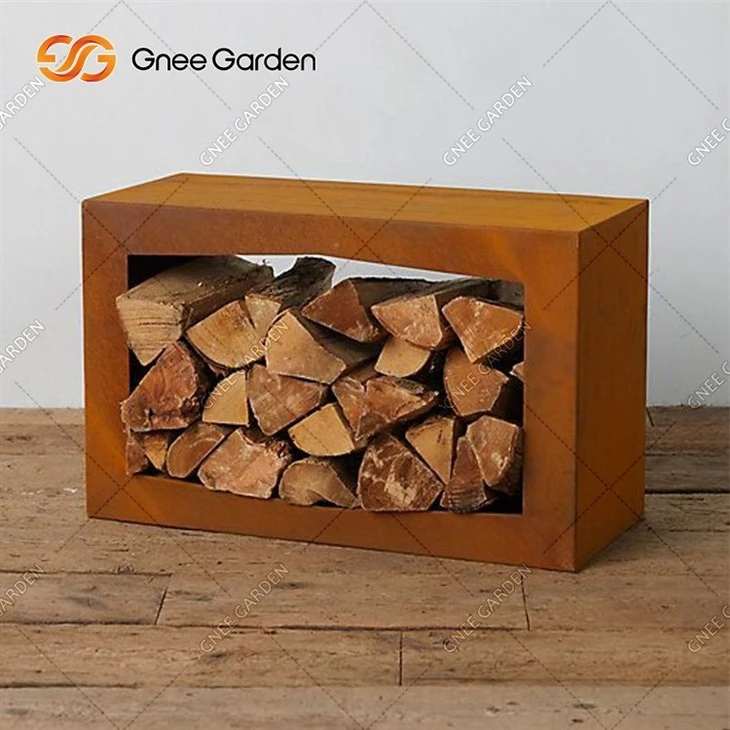 Outdoor Corten Steel Firewood/Log Holder/Storage