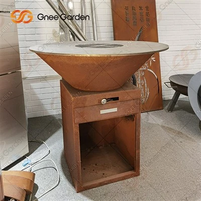 Myydyin 600-1000mm halkaisijaltaan puulämmitteinen Corten Steel Bbq Grill