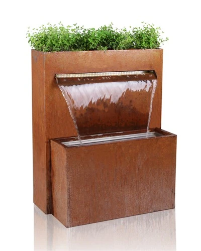Ulkovesiominaisuudet Corten Steel -vesiputousseinä