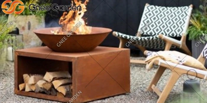 Corten steel round metal fire pit Corten steel round metal fire pit