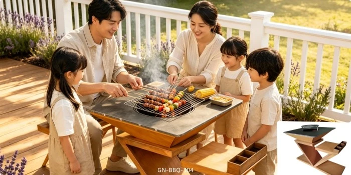 Wood Look Corten BBQ Dining Table Wood Look Corten BBQ Dining Table